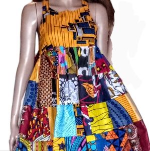 Patch print ethnic mini dress